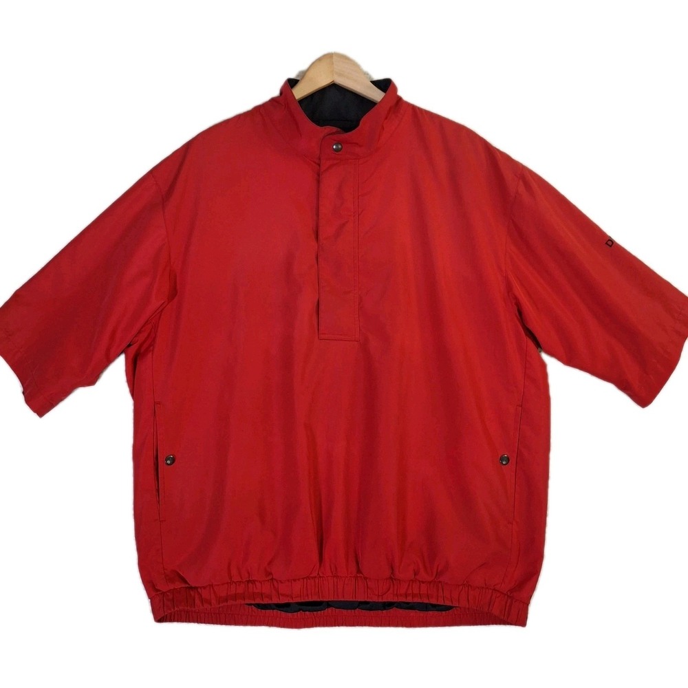 FootJoy Dryjoys Half Zip Windbreaker Jacket Men's Large Red Golf Snap Waterproof
